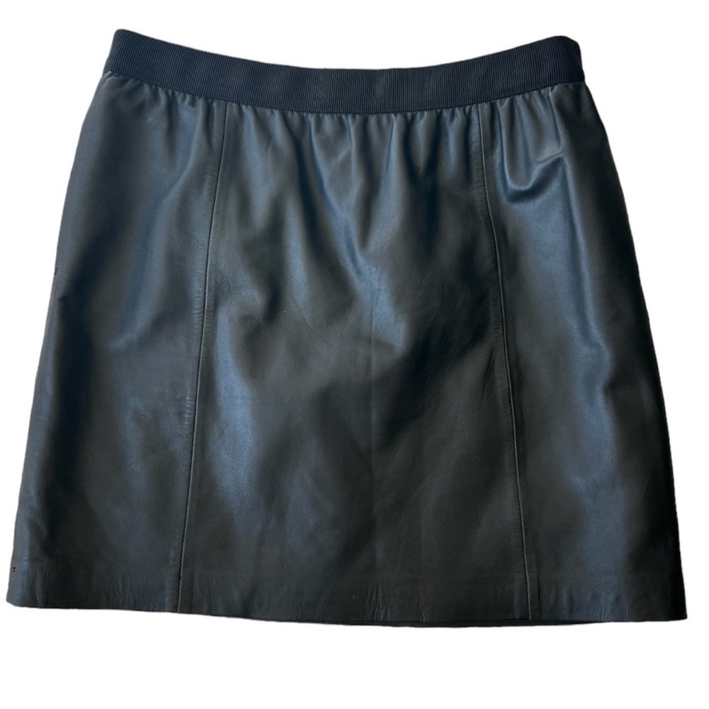 Ann Taylor LOFT women’s black genuine leather lined mini skirt size 6